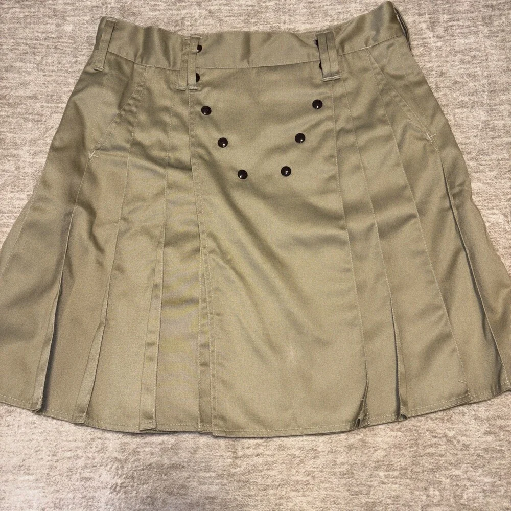 Utilikilt Men's Khaki Utility Kilt Size 39x23 EUC Snap Closure Heavy Duty Y2K